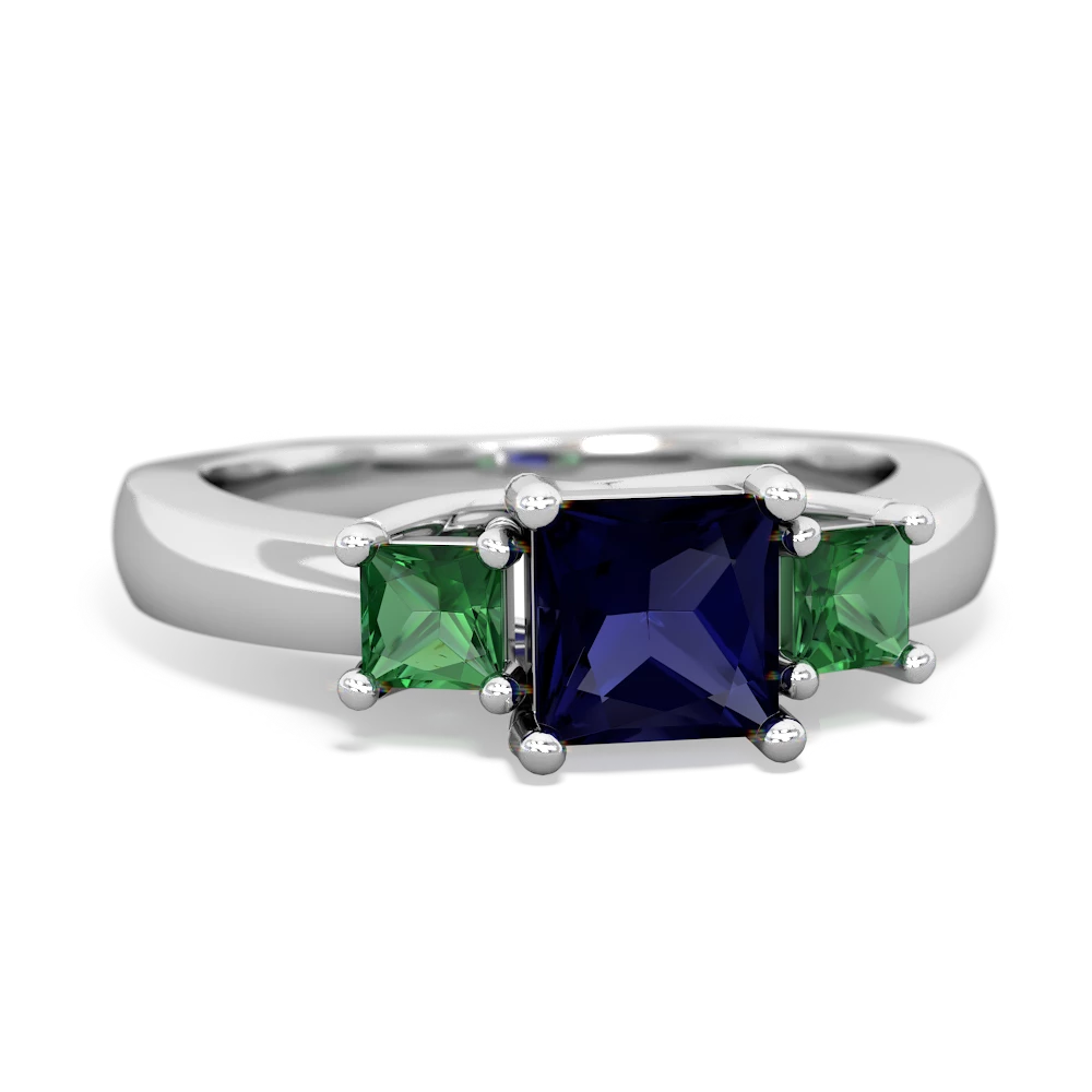 Sapphire Three Stone Trellis 14K White Gold ring R4015