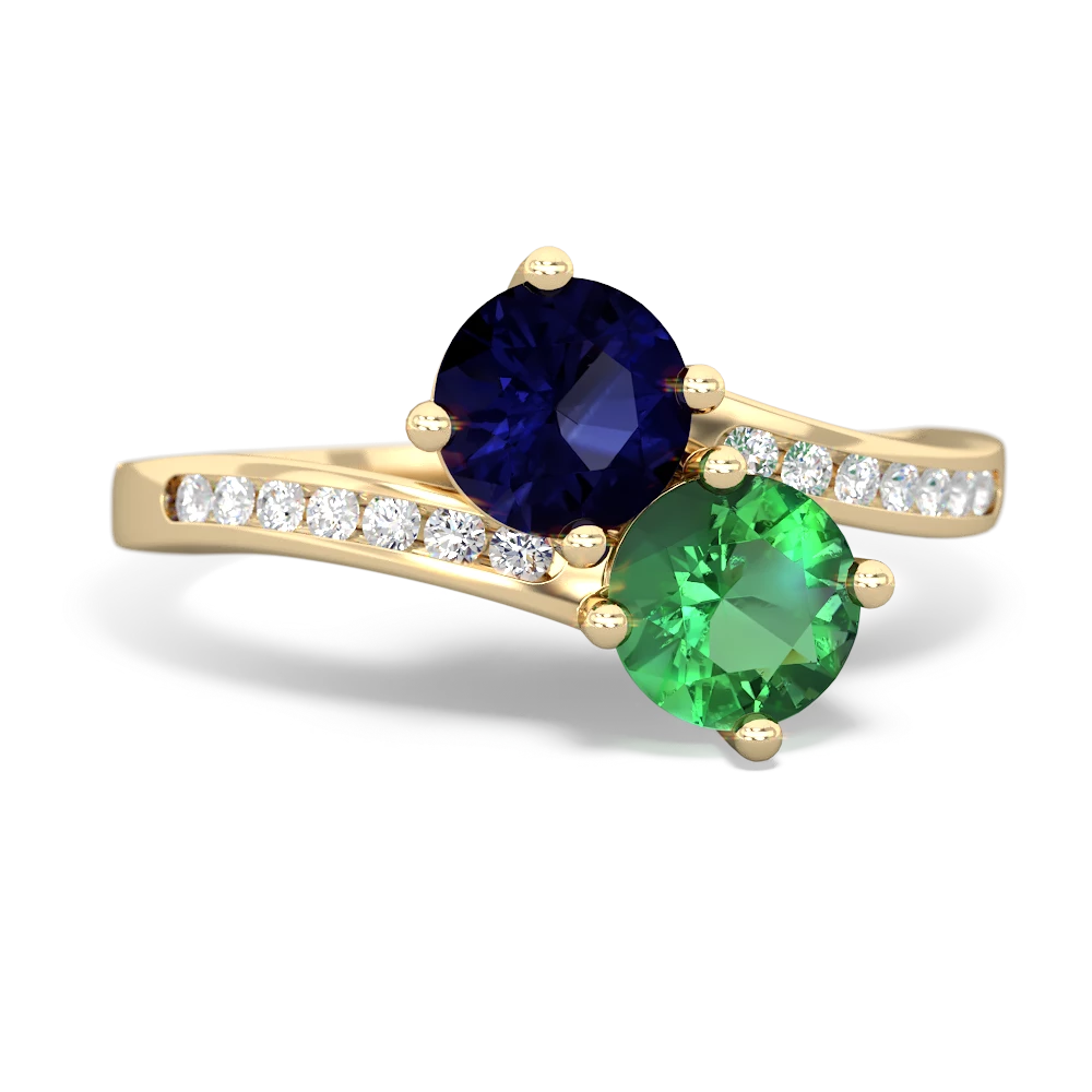 Sapphire Channel Set Two Stone 14K Yellow Gold ring R5303