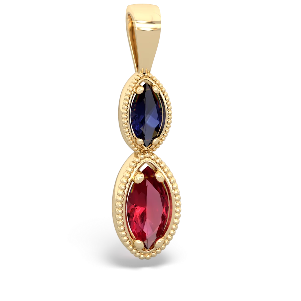 Sapphire Antique-Style Halo 14K Yellow Gold pendant P5700