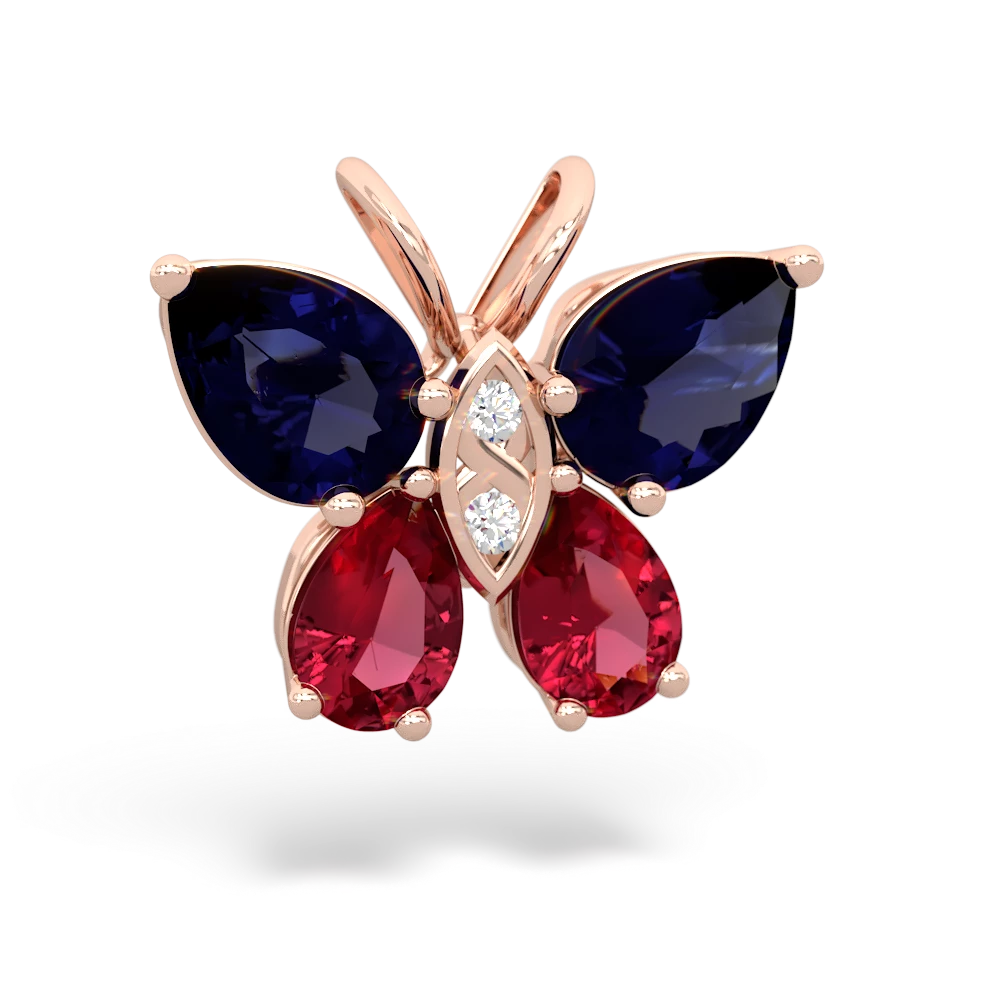 Sapphire Butterfly 14K Rose Gold pendant P2215