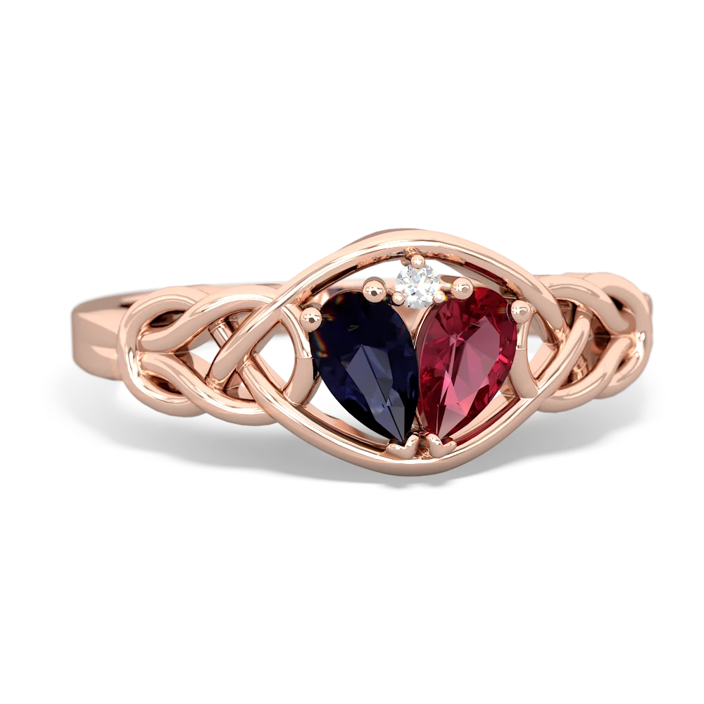 Sapphire Celtic Love Knot 14K Rose Gold ring R5420