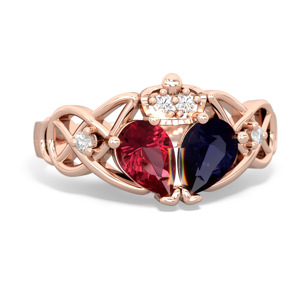 Sapphire 'One Heart' Celtic Knot Claddagh 14K Rose Gold ring R5322