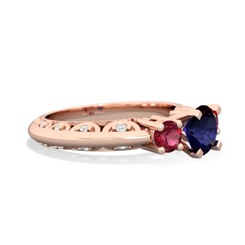 Sapphire Art Deco Eternal Embrace Engagement 14K Rose Gold ring C2003