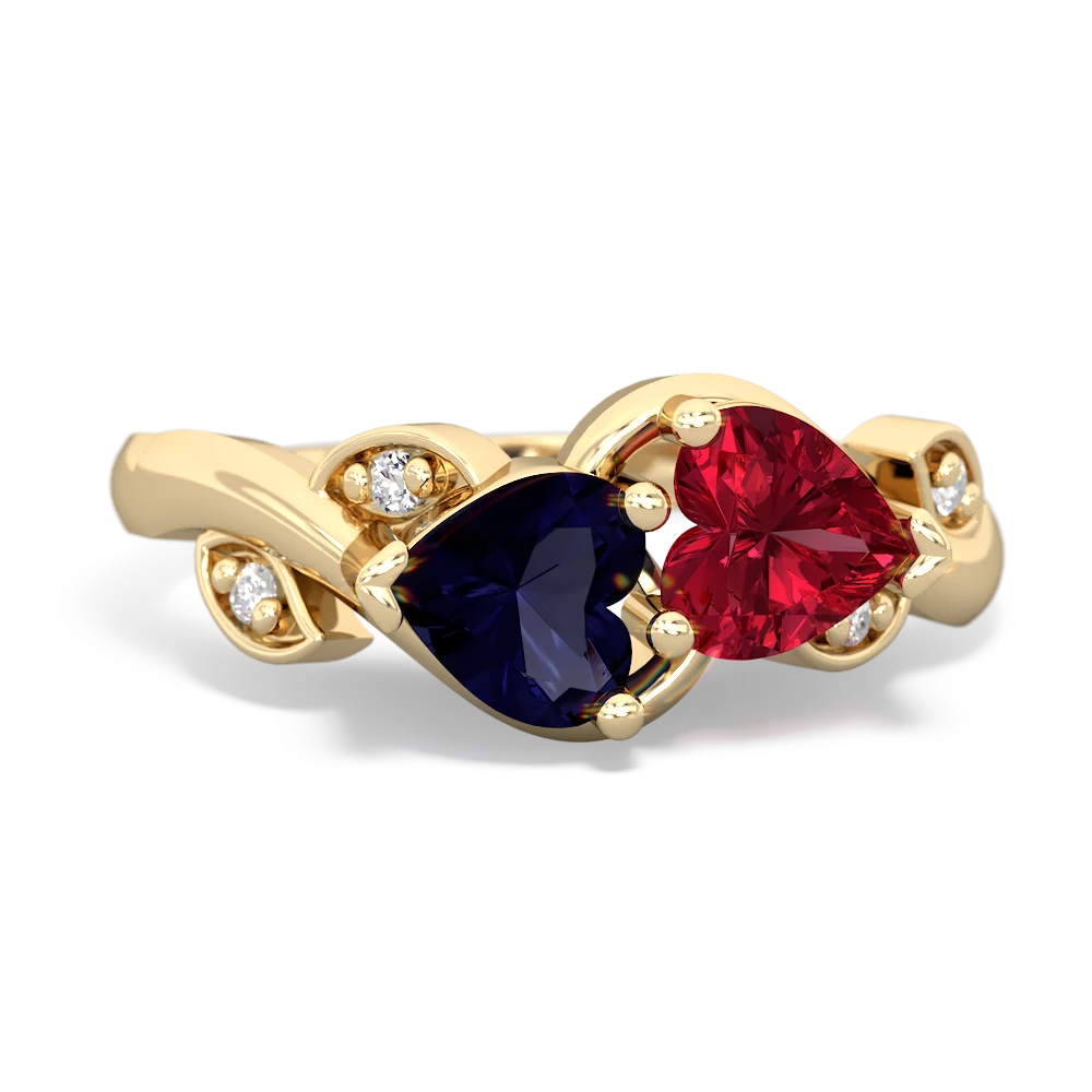 Sapphire Floral Elegance 14K Yellow Gold ring R5790