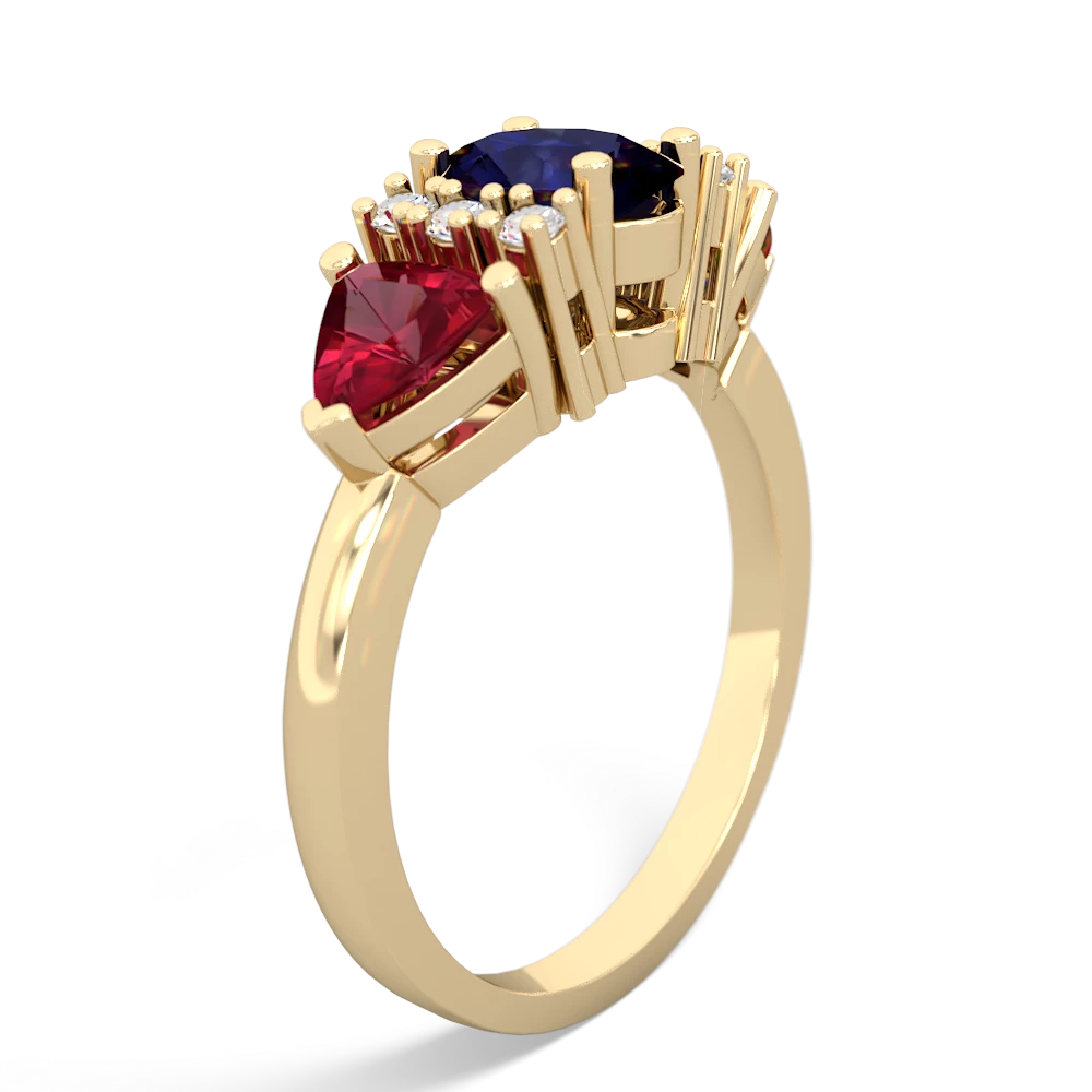 Sapphire Antique Style Three Stone 14K Yellow Gold ring R2186