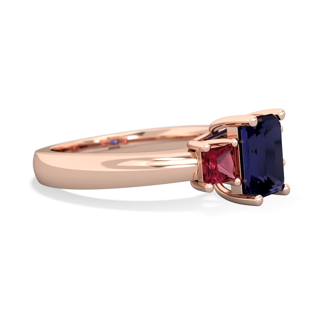 Sapphire Three Stone Emerald-Cut Trellis 14K Rose Gold ring R4021