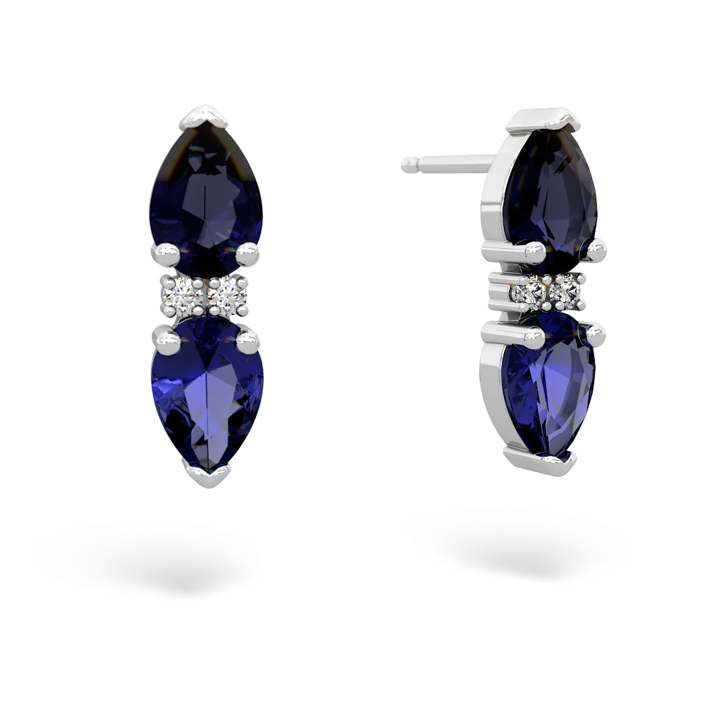 Sapphire Bowtie Drop 14K White Gold earrings E0865