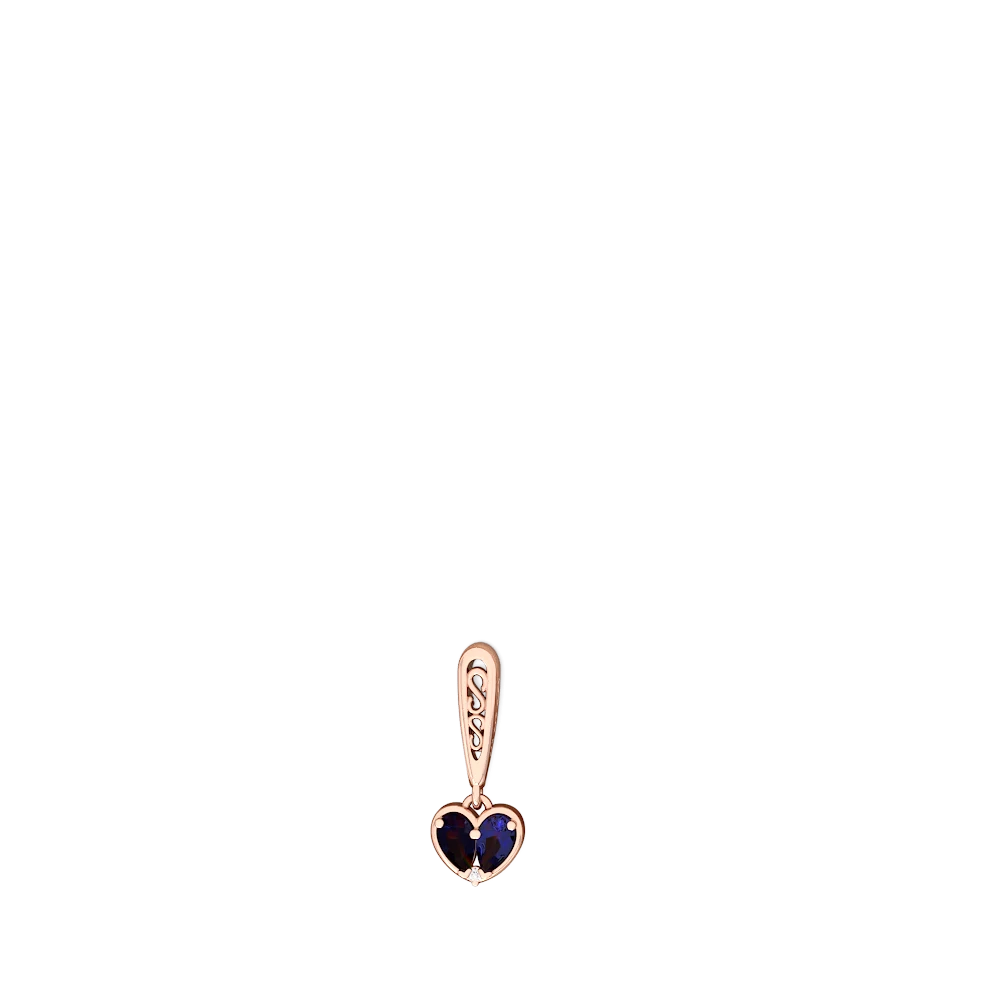 Sapphire Filligree Heart 14K Rose Gold earrings E5070