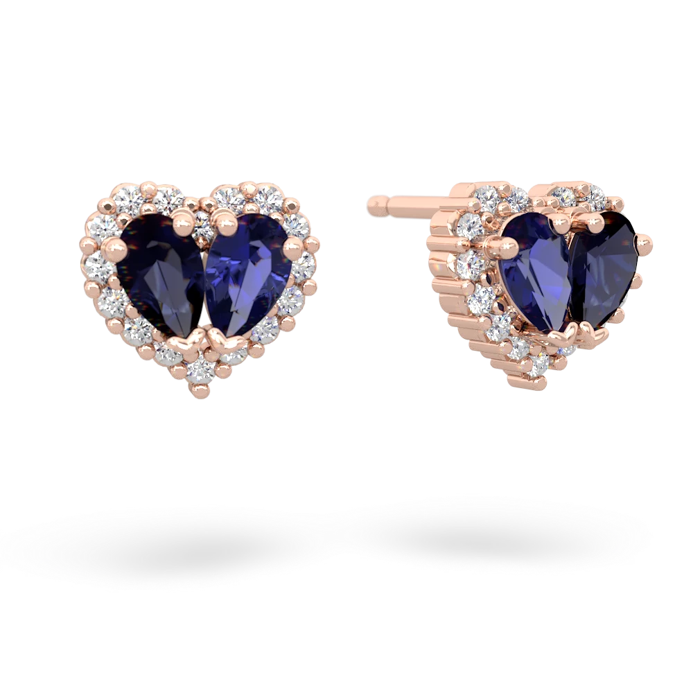 Sapphire Halo 14K Rose Gold earrings E7008