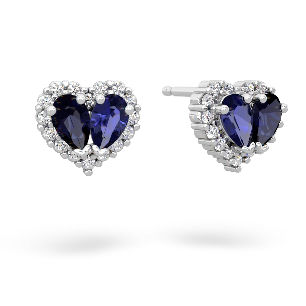 Sapphire Halo 14K White Gold earrings E7008