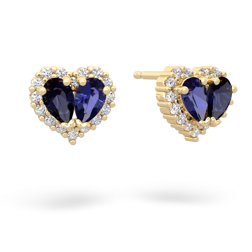 Sapphire Halo 14K Yellow Gold earrings E7008