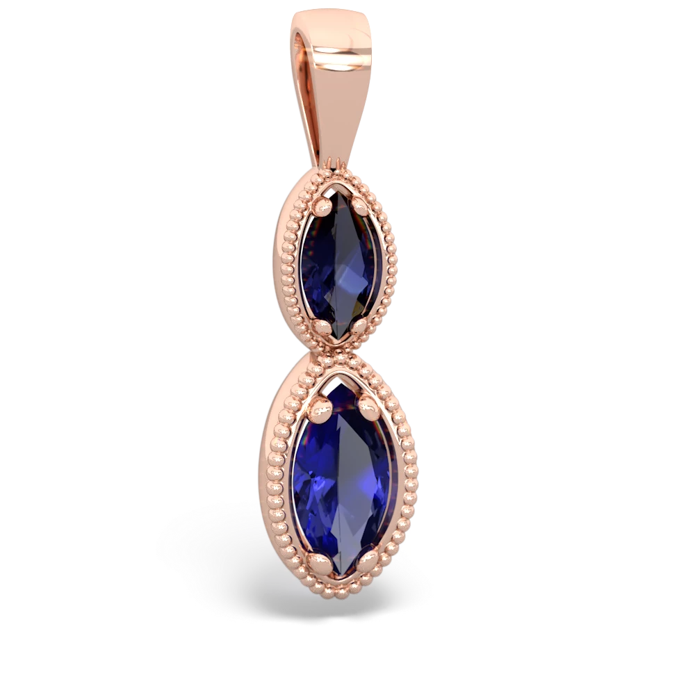 Sapphire Antique-Style Halo 14K Rose Gold pendant P5700