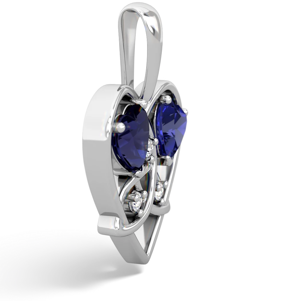 Sapphire Celtic Trinity Heart 14K White Gold pendant P5331