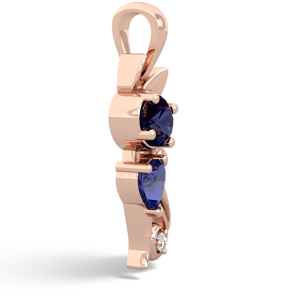 Sapphire Kitten 14K Rose Gold pendant P5780