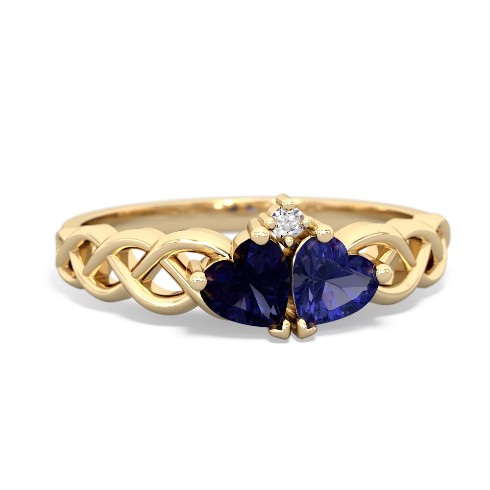 Sapphire Heart To Heart Braid 14K Yellow Gold ring R5870