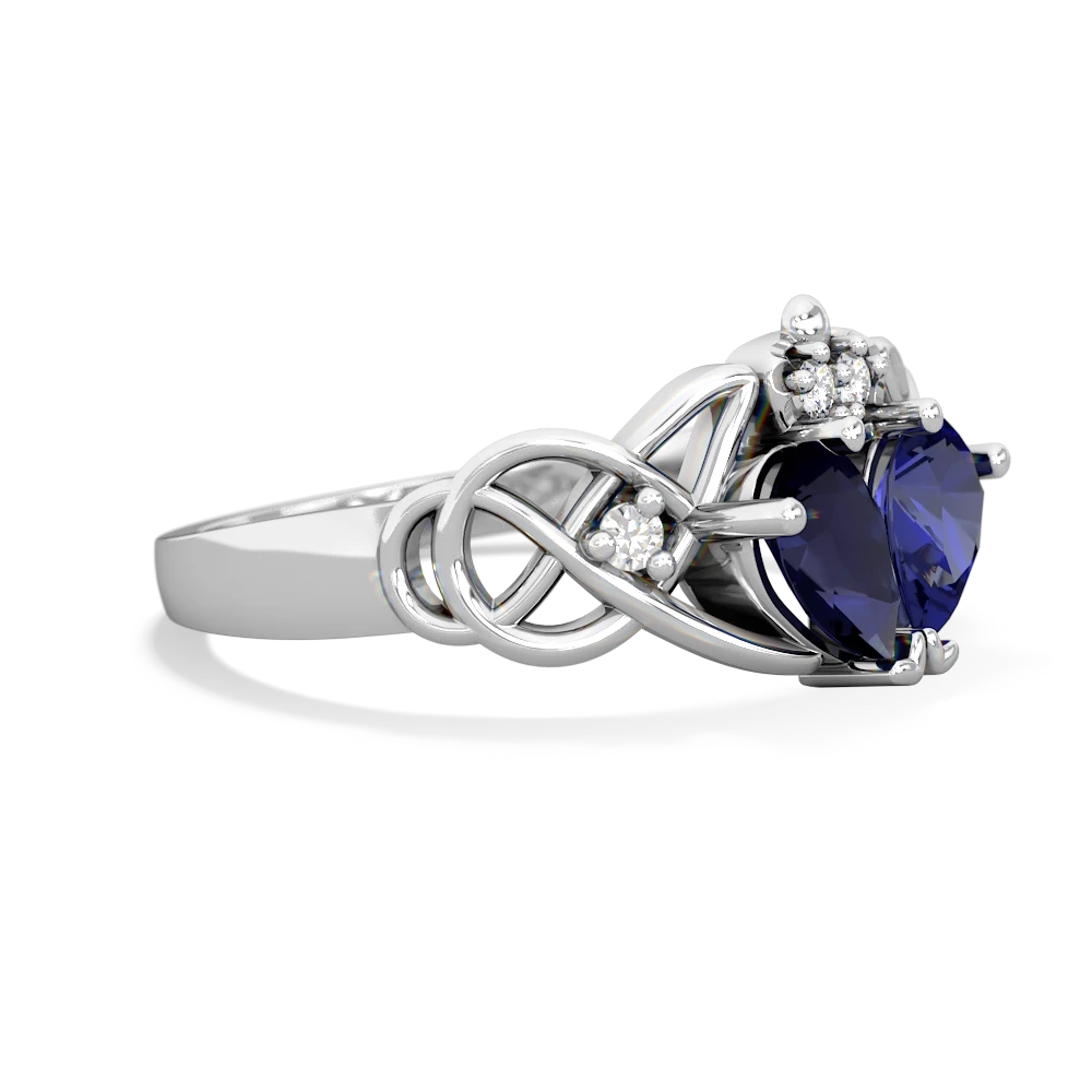 Sapphire 'One Heart' Celtic Knot Claddagh 14K White Gold ring R5322