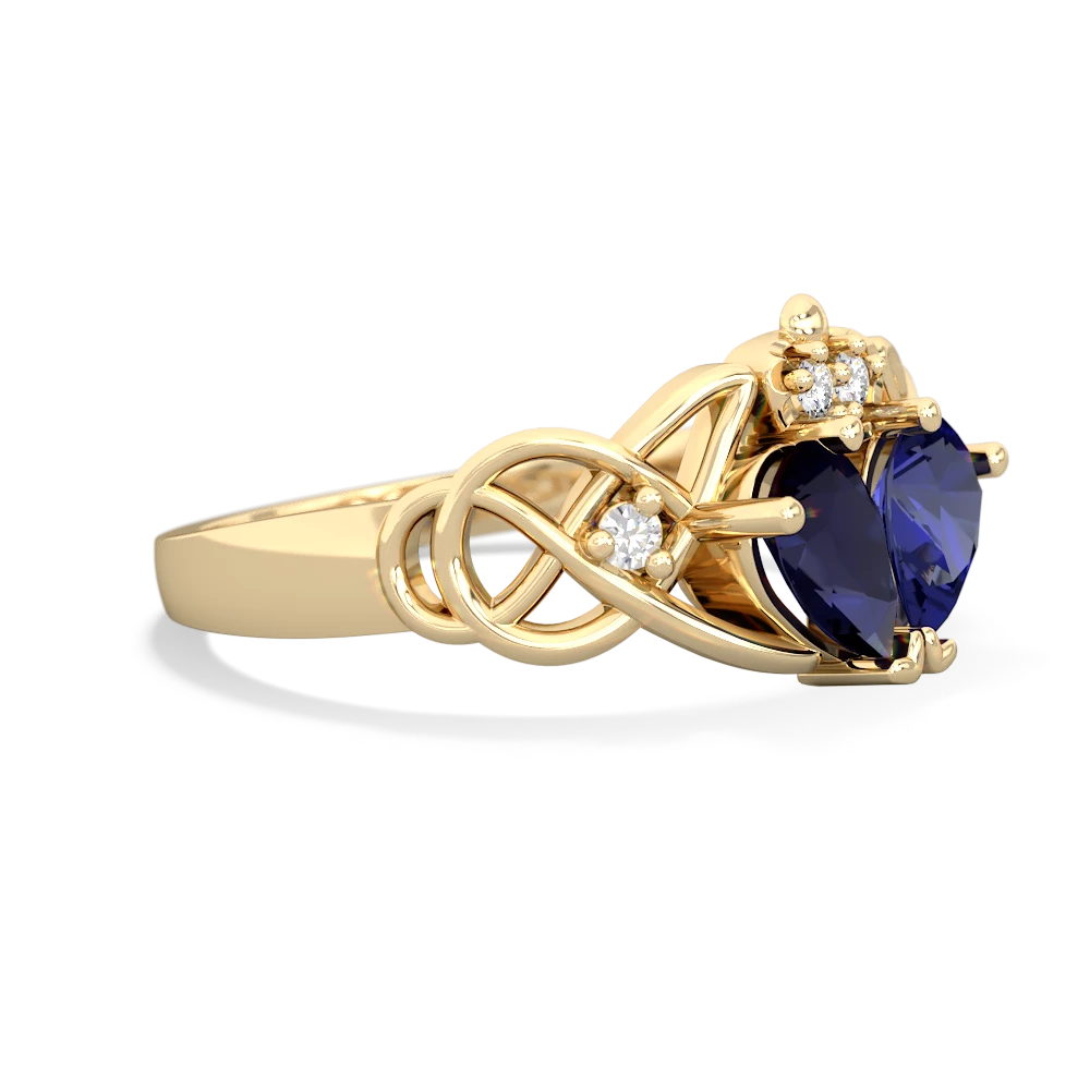 Sapphire 'One Heart' Celtic Knot Claddagh 14K Yellow Gold ring R5322