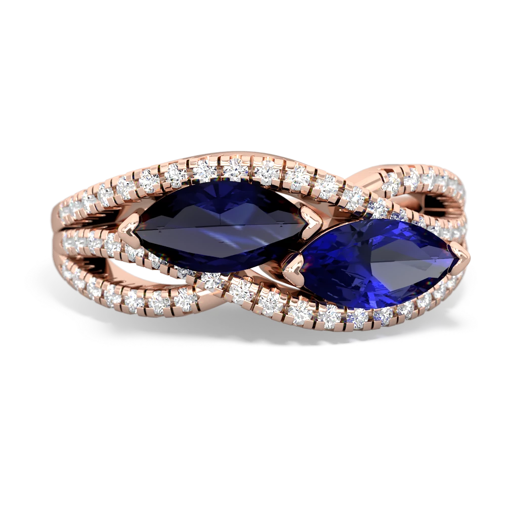 Sapphire Diamond Rivers 14K Rose Gold ring R3070