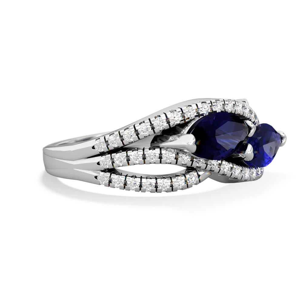 Sapphire Diamond Rivers 14K White Gold ring R3070