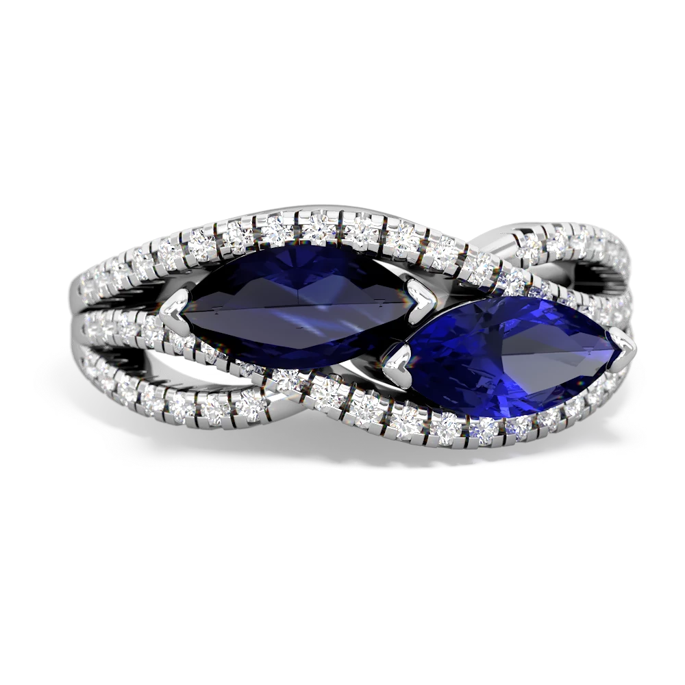 Sapphire Diamond Rivers 14K White Gold ring R3070