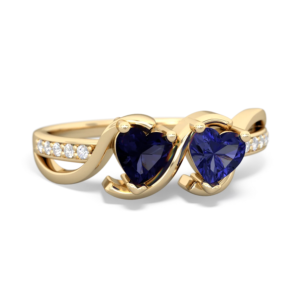 Sapphire Side By Side 14K Yellow Gold ring R3090