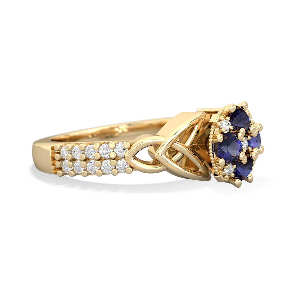 Sapphire Celtic Knot Cluster Engagement 14K Yellow Gold ring R26443RD