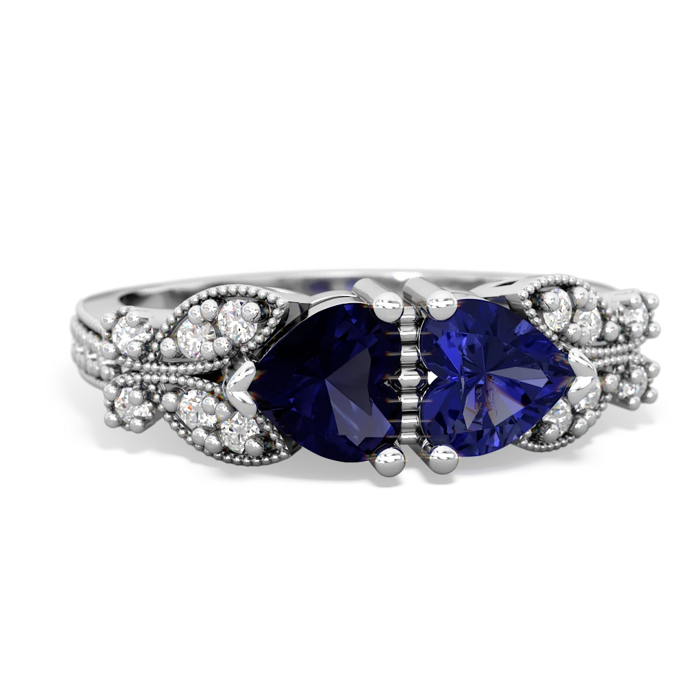 Sapphire Diamond Butterflies 14K White Gold ring R5601