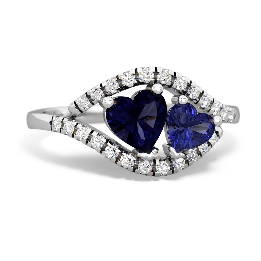 Sapphire Mother And Child 14K White Gold ring R3010