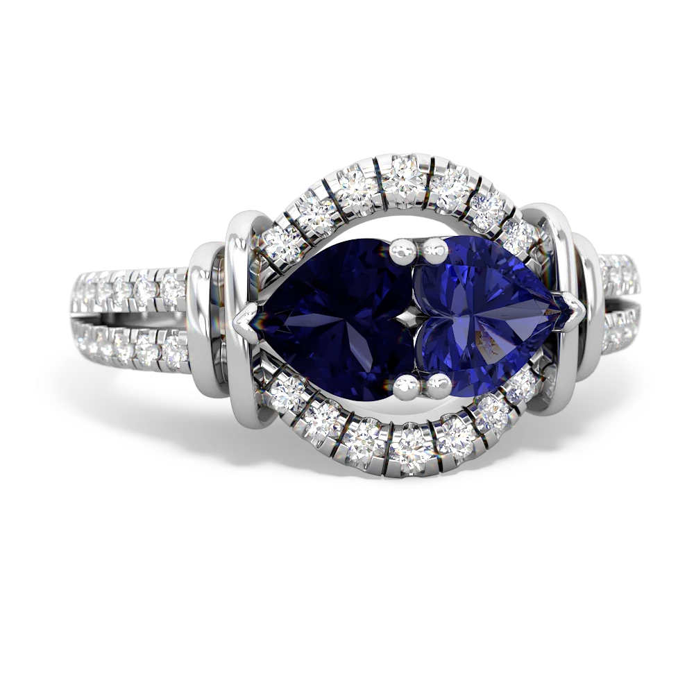 Sapphire Art-Deco Keepsake 14K White Gold ring R5630