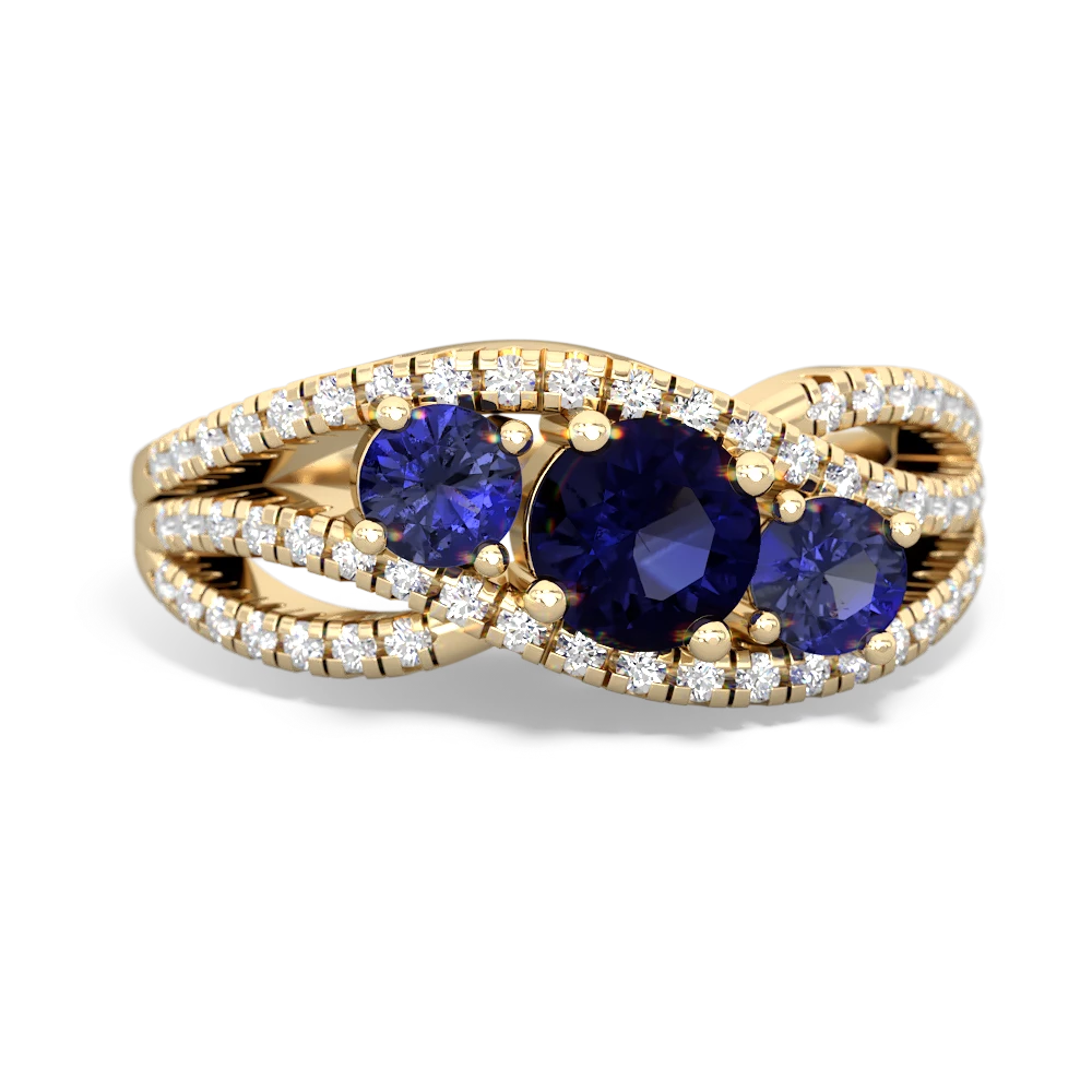 Sapphire Three Stone Aurora 14K Yellow Gold ring R3080