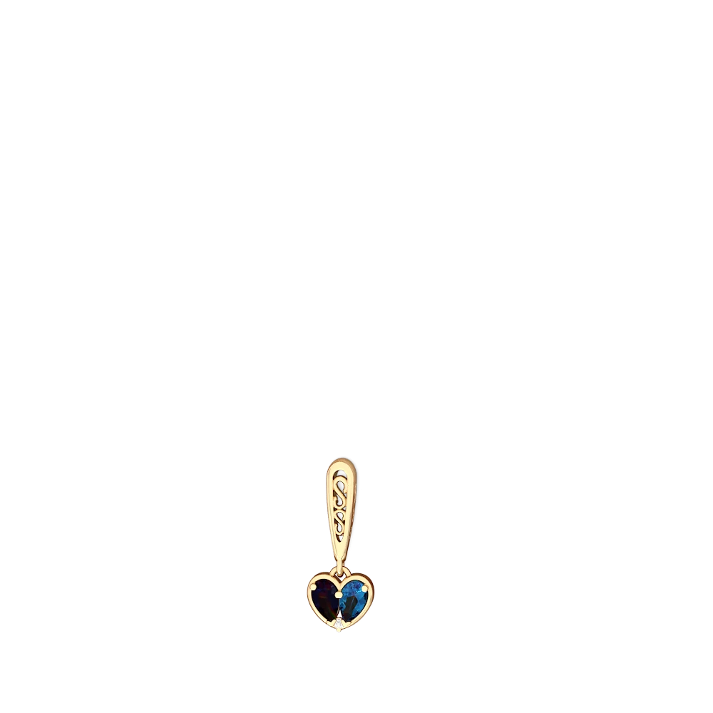 Sapphire Filligree Heart 14K Yellow Gold earrings E5070