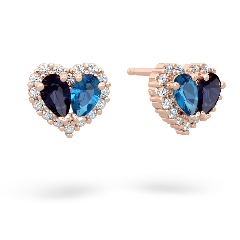 Sapphire Halo 14K Rose Gold earrings E7008