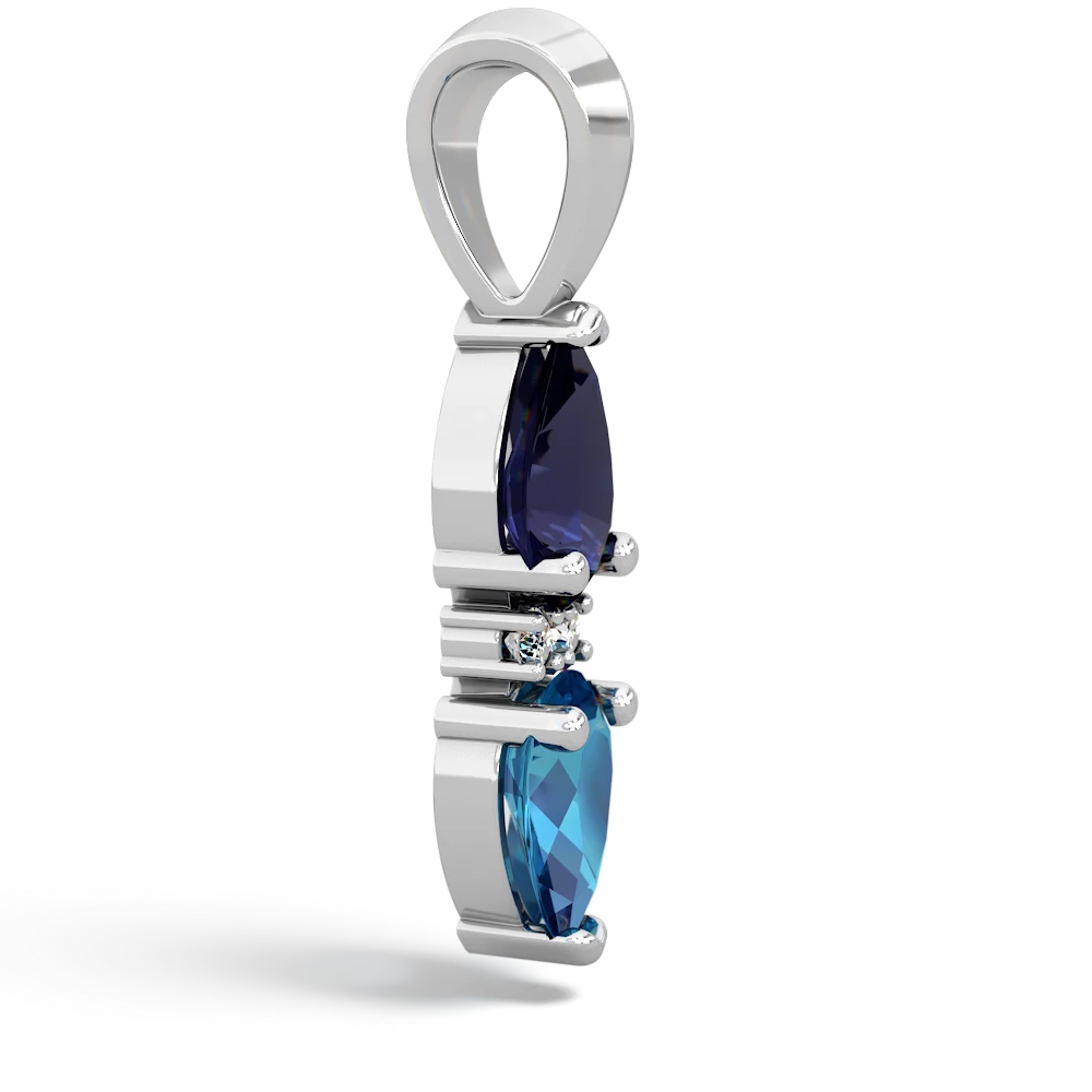 Sapphire Bowtie Drop 14K White Gold pendant P0865