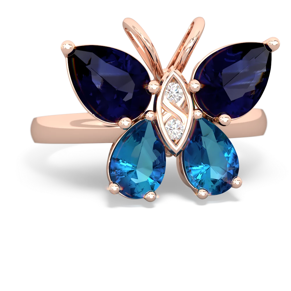 Sapphire Butterfly 14K Rose Gold ring R2215