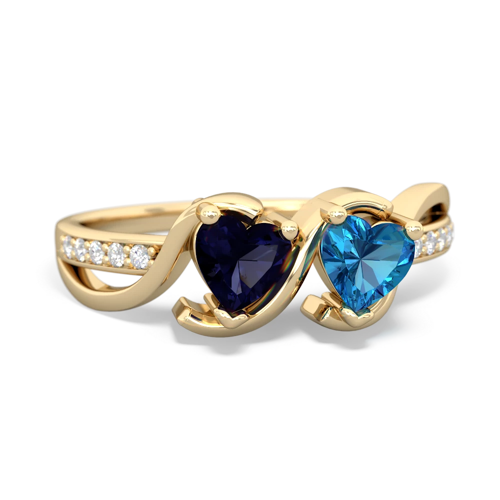 Sapphire Side By Side 14K Yellow Gold ring R3090