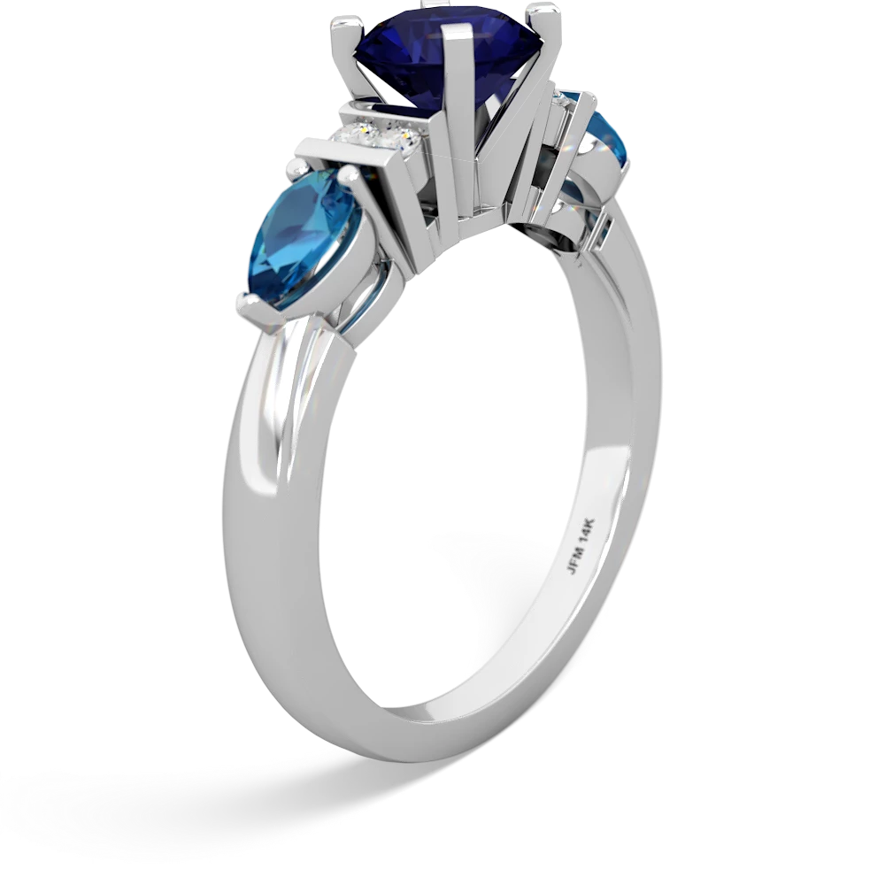 Sapphire 6Mm Round Eternal Embrace Engagement 14K White Gold ring R2005