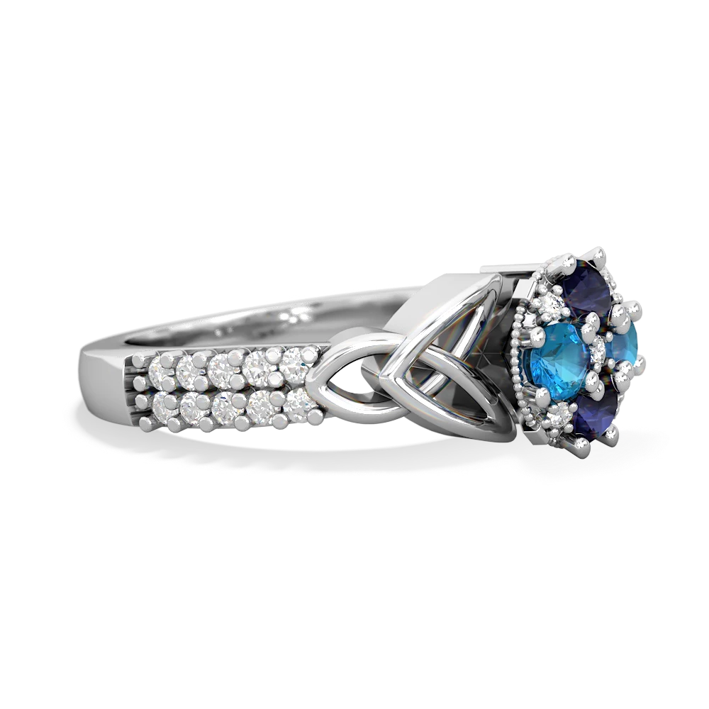 Sapphire Celtic Knot Cluster Engagement 14K White Gold ring R26443RD