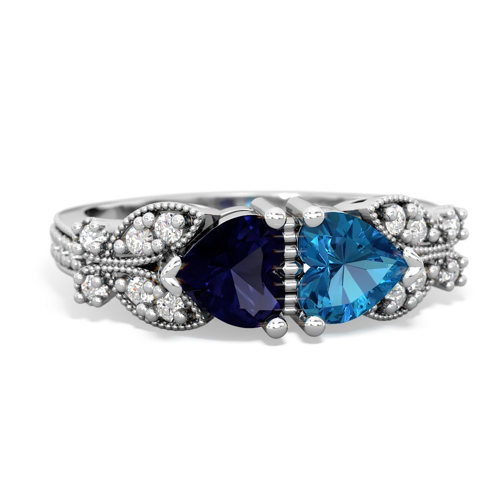 Sapphire Diamond Butterflies 14K White Gold ring R5601