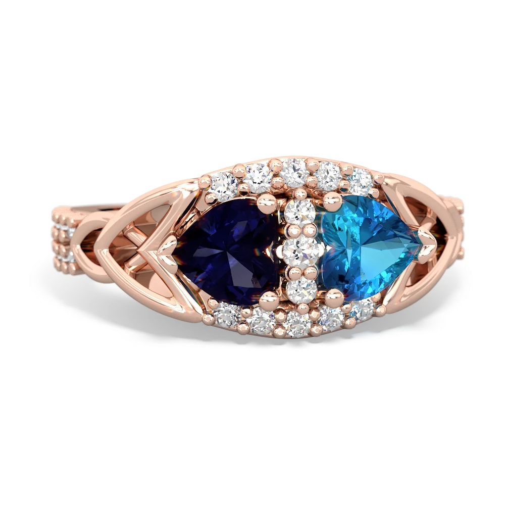 Sapphire Sparkling Celtic Knot 14K Rose Gold ring R2645