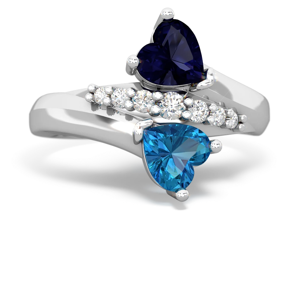 Sapphire Heart To Heart 14K White Gold ring R2064