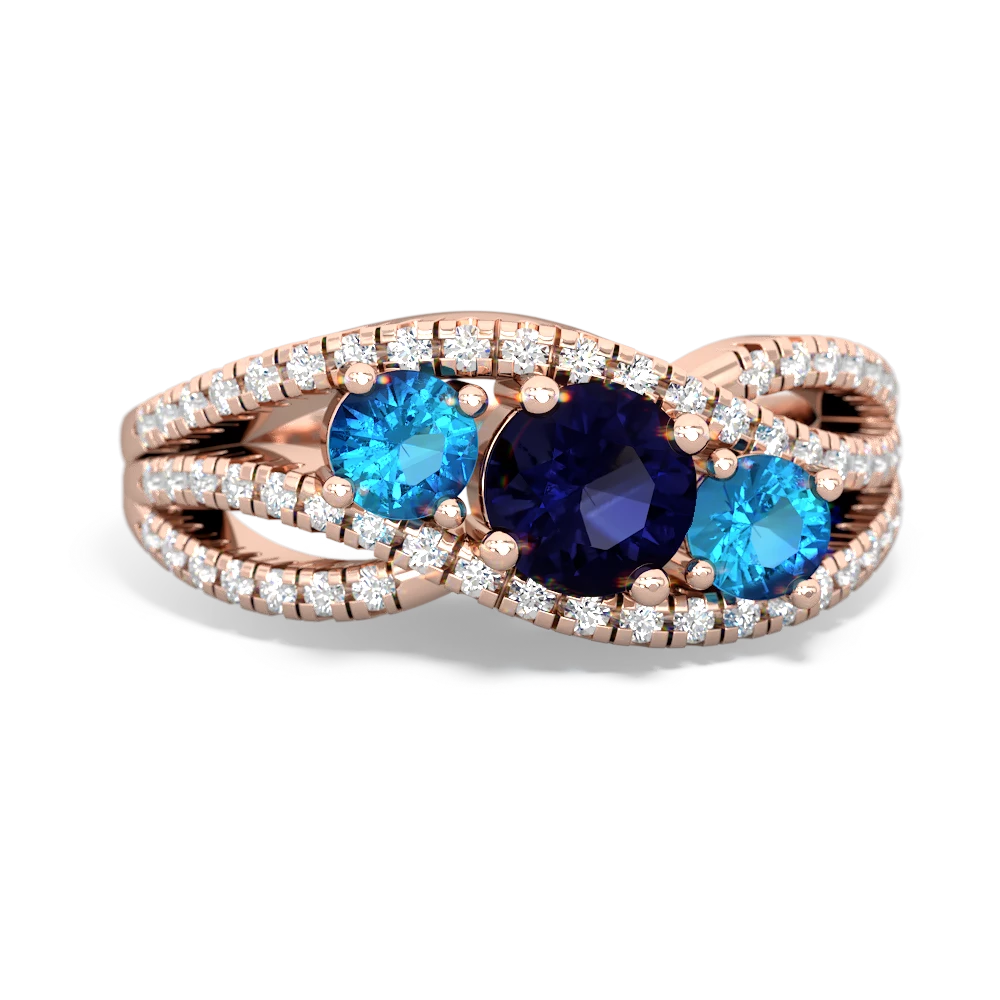 Sapphire Three Stone Aurora 14K Rose Gold ring R3080