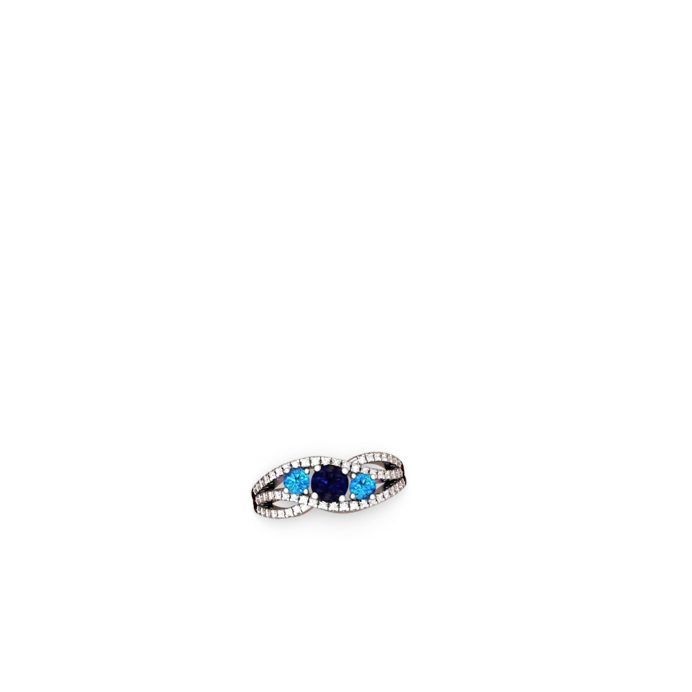 Sapphire Three Stone Aurora 14K White Gold ring R3080