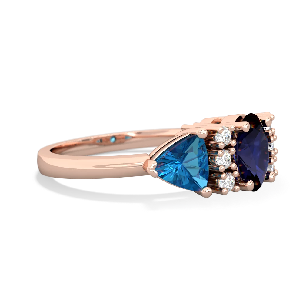 Sapphire Antique Style Three Stone 14K Rose Gold ring R2186