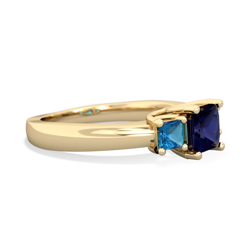 Sapphire Three Stone Trellis 14K Yellow Gold ring R4015