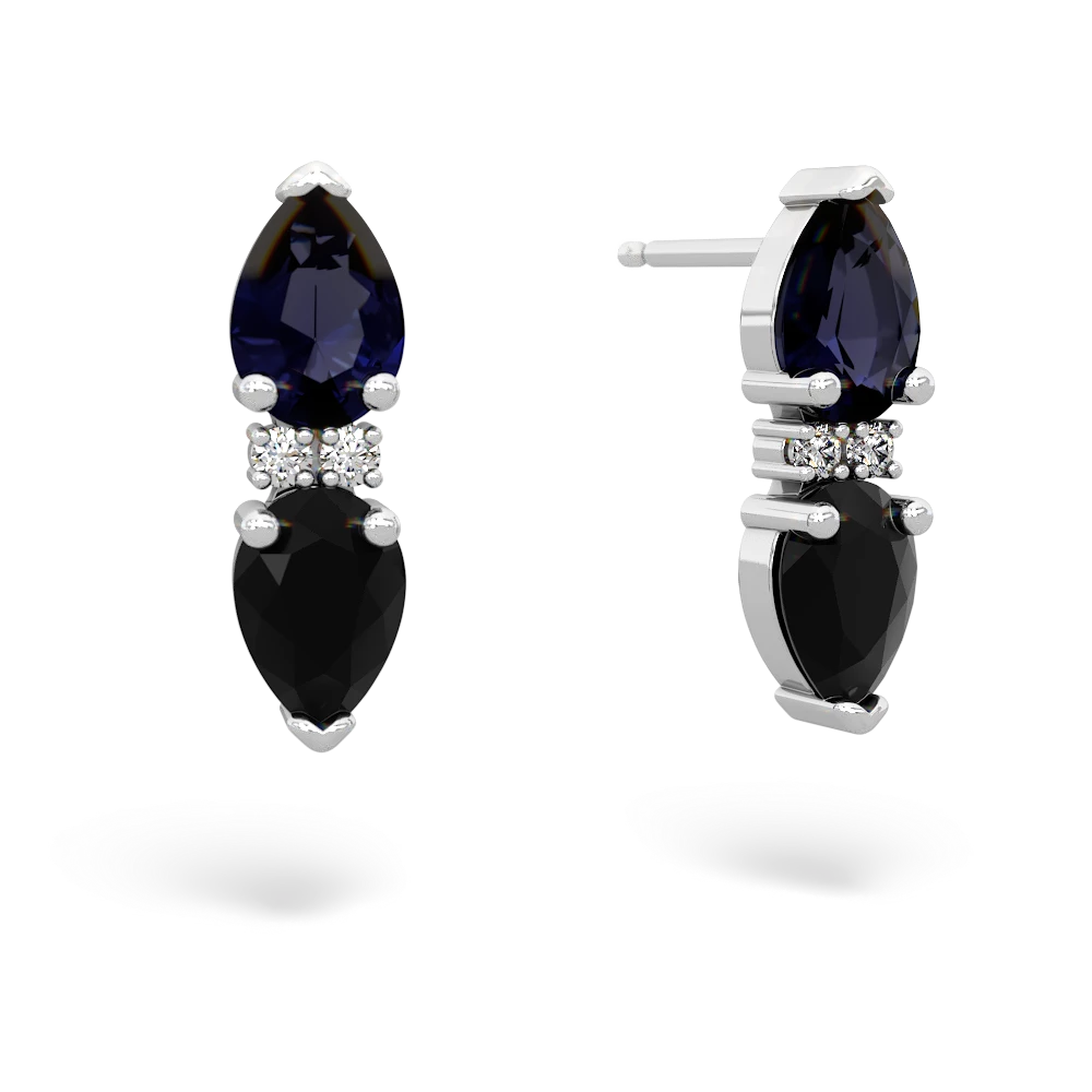 Sapphire Bowtie Drop 14K White Gold earrings E0865