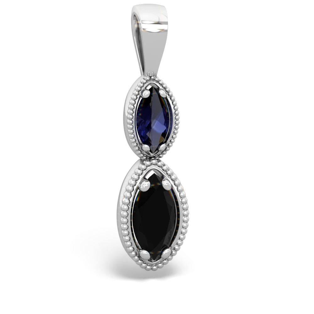 Sapphire Antique-Style Halo 14K White Gold pendant P5700