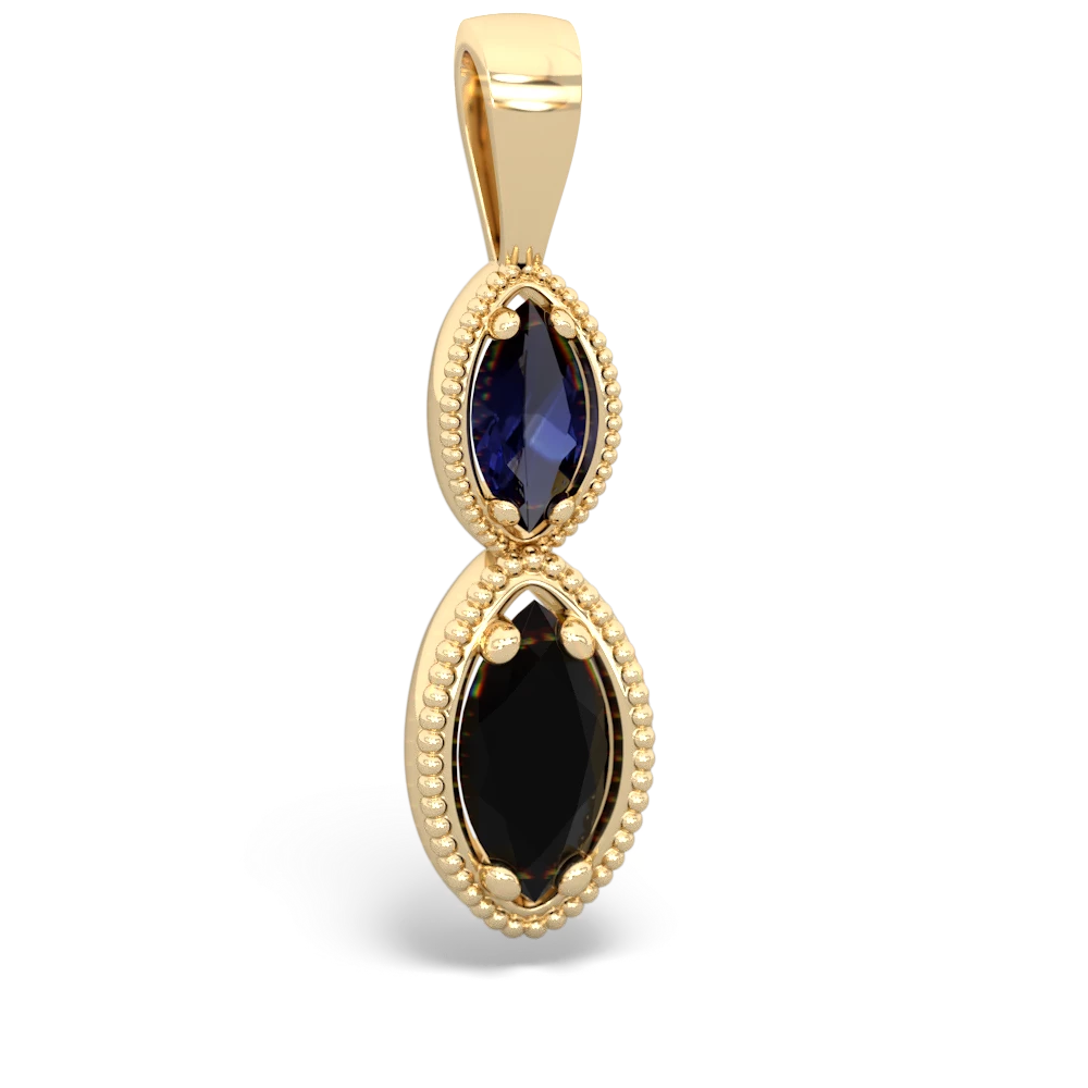 Sapphire Antique-Style Halo 14K Yellow Gold pendant P5700