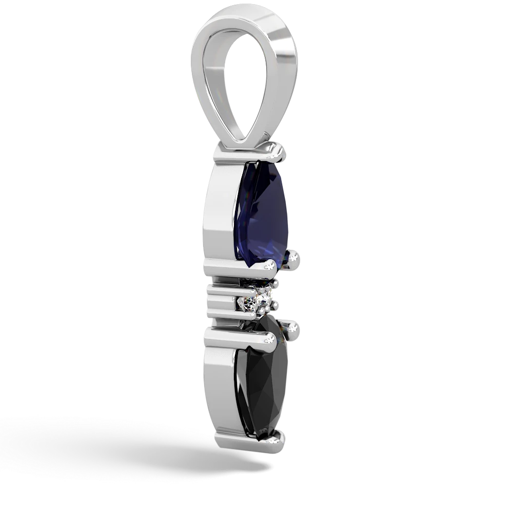 Sapphire Bowtie Drop 14K White Gold pendant P0865