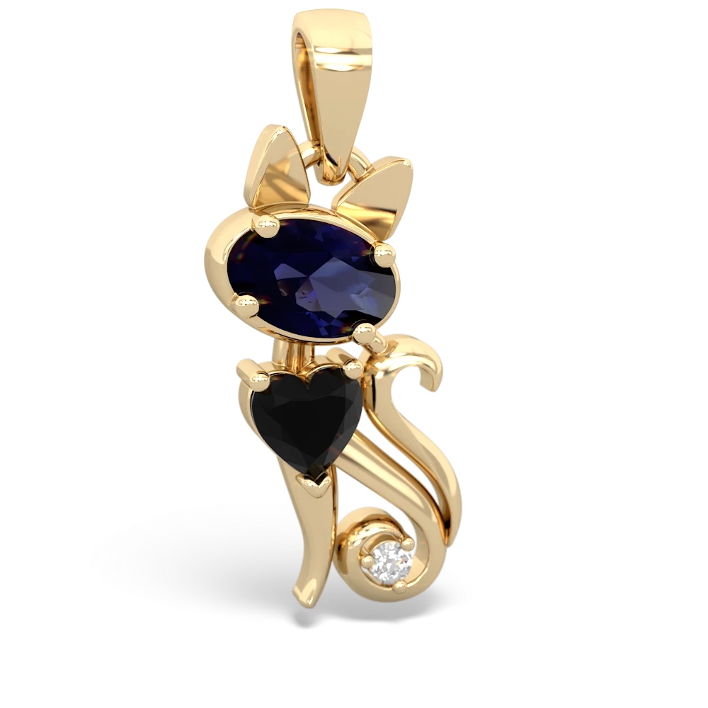 Sapphire Kitten 14K Yellow Gold pendant P5780