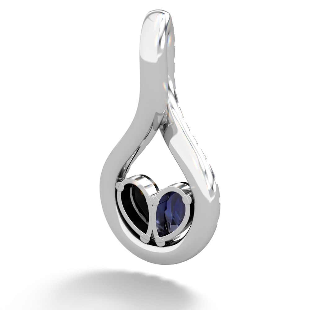 Sapphire Pave Twist 'One Heart' 14K White Gold pendant P5360